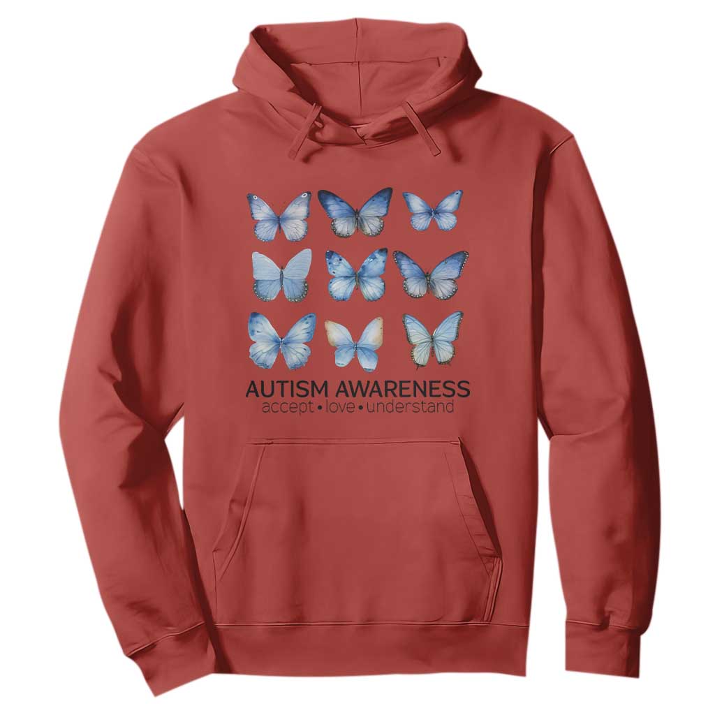 Autism Support Blue Butterflies Hoodie Accept Love Understand