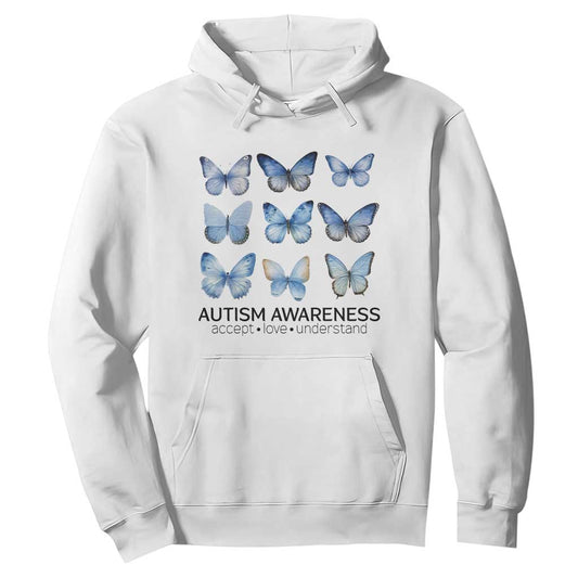 Autism Support Blue Butterflies Hoodie Accept Love Understand