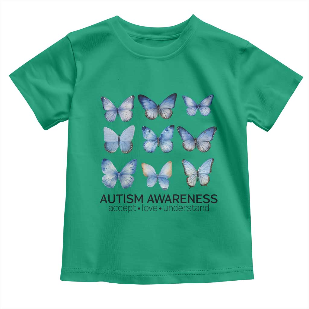Autism Support Blue Butterflies Toddler T Shirt Accept Love Understand