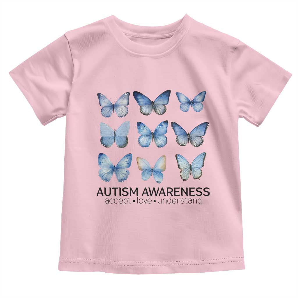 Autism Support Blue Butterflies Toddler T Shirt Accept Love Understand