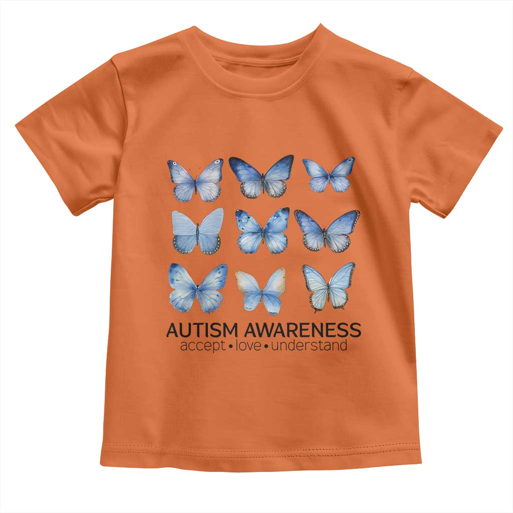 Autism Support Blue Butterflies Toddler T Shirt Accept Love Understand