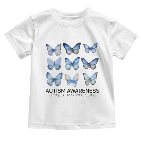 Autism Support Blue Butterflies Toddler T Shirt Accept Love Understand