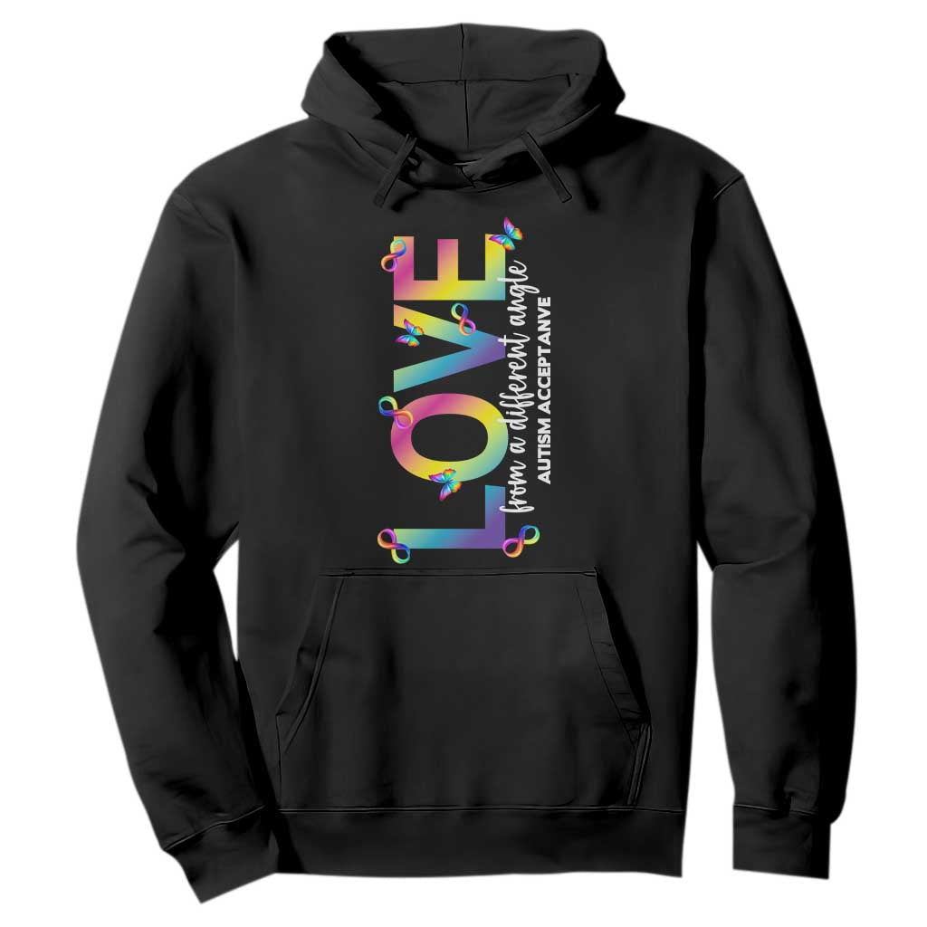 Autism Acceptance Hoodie Love From a Different Angle Rainbow Infinity