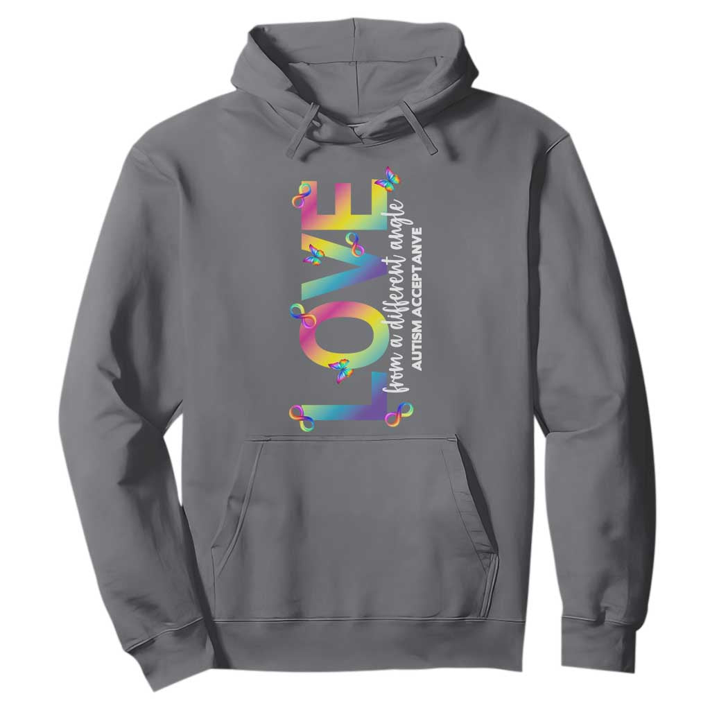 Autism Acceptance Hoodie Love From a Different Angle Rainbow Infinity