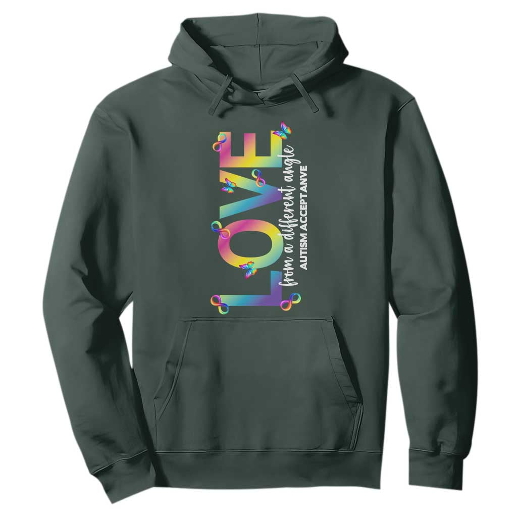 Autism Acceptance Hoodie Love From a Different Angle Rainbow Infinity