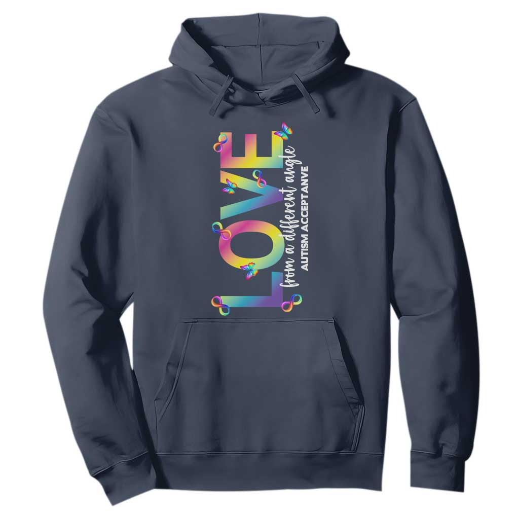 Autism Acceptance Hoodie Love From a Different Angle Rainbow Infinity
