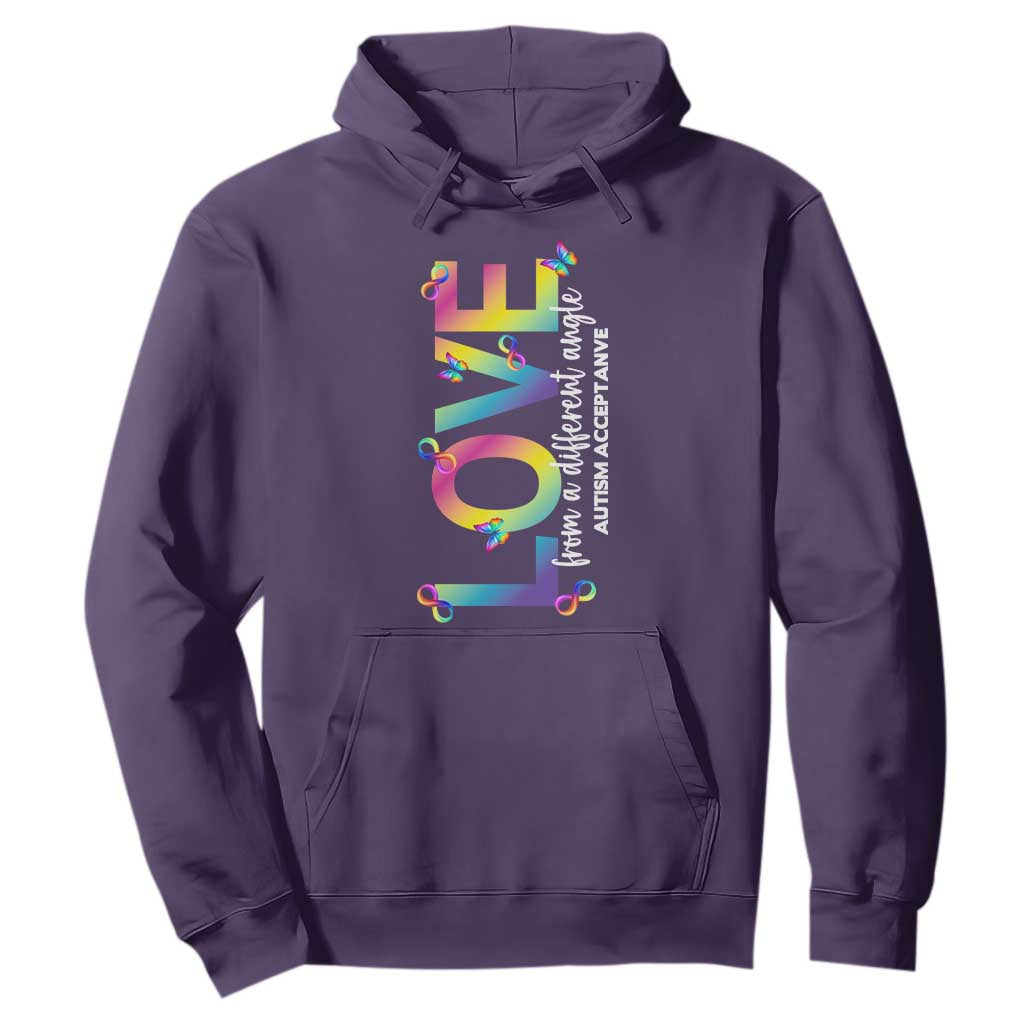 Autism Acceptance Hoodie Love From a Different Angle Rainbow Infinity