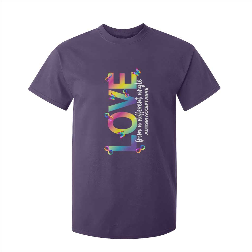 Autism Acceptance T Shirt For Kid Love From a Different Angle Rainbow Infinity