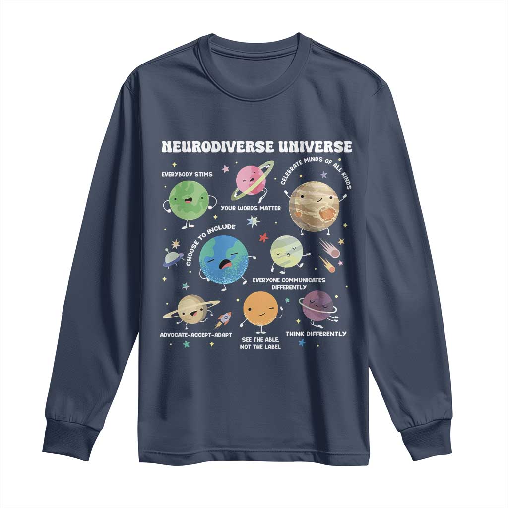 Neurodiverse Universe Long Sleeve Shirt Autism ASD ADHD Neurodiversity Sped Teacher