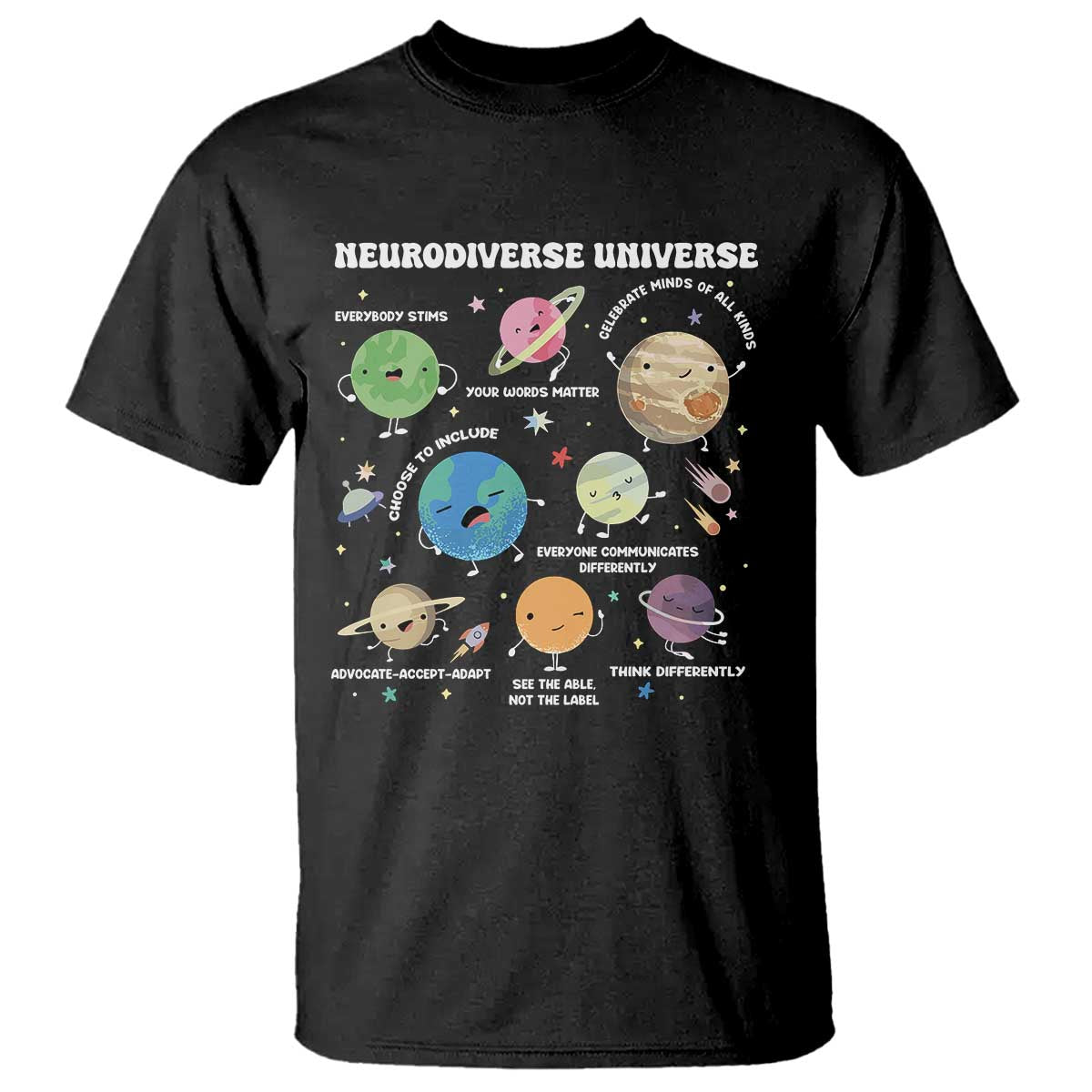 Neurodiverse Universe T Shirt Autism ASD ADHD Neurodiversity Sped Teacher