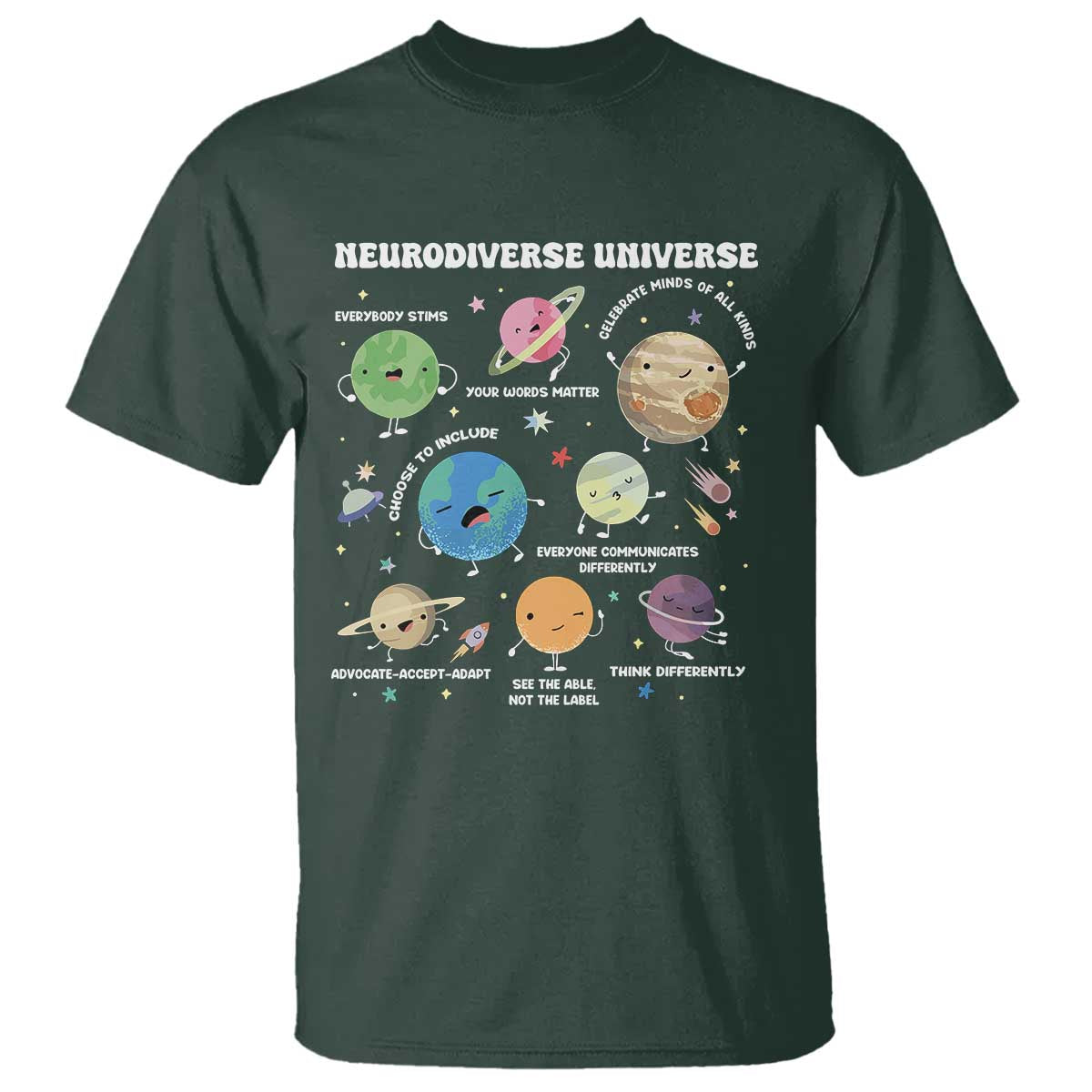 Neurodiverse Universe T Shirt Autism ASD ADHD Neurodiversity Sped Teacher