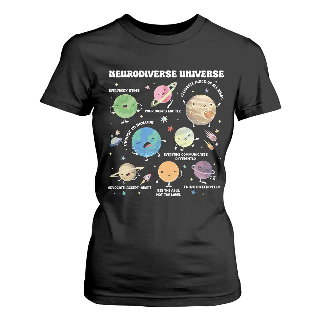 Neurodiverse Universe T Shirt For Women Autism ASD ADHD Neurodiversity Sped Teacher