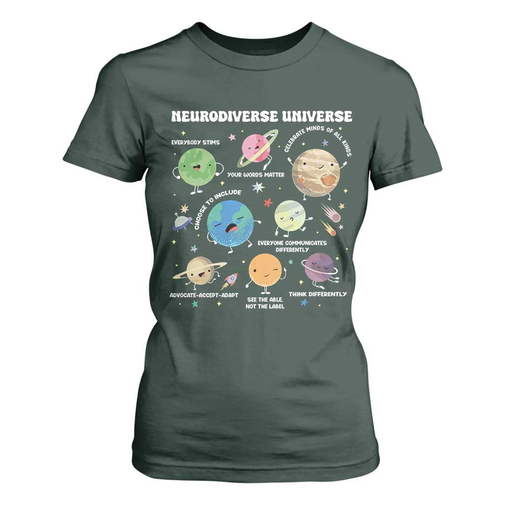 Neurodiverse Universe T Shirt For Women Autism ASD ADHD Neurodiversity Sped Teacher