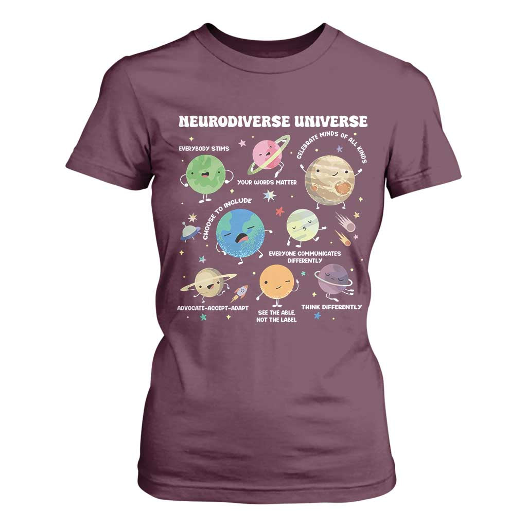 Neurodiverse Universe T Shirt For Women Autism ASD ADHD Neurodiversity Sped Teacher