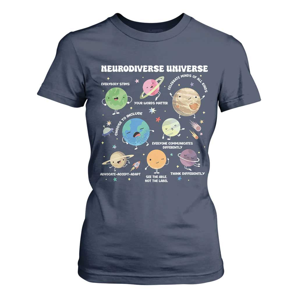 Neurodiverse Universe T Shirt For Women Autism ASD ADHD Neurodiversity Sped Teacher