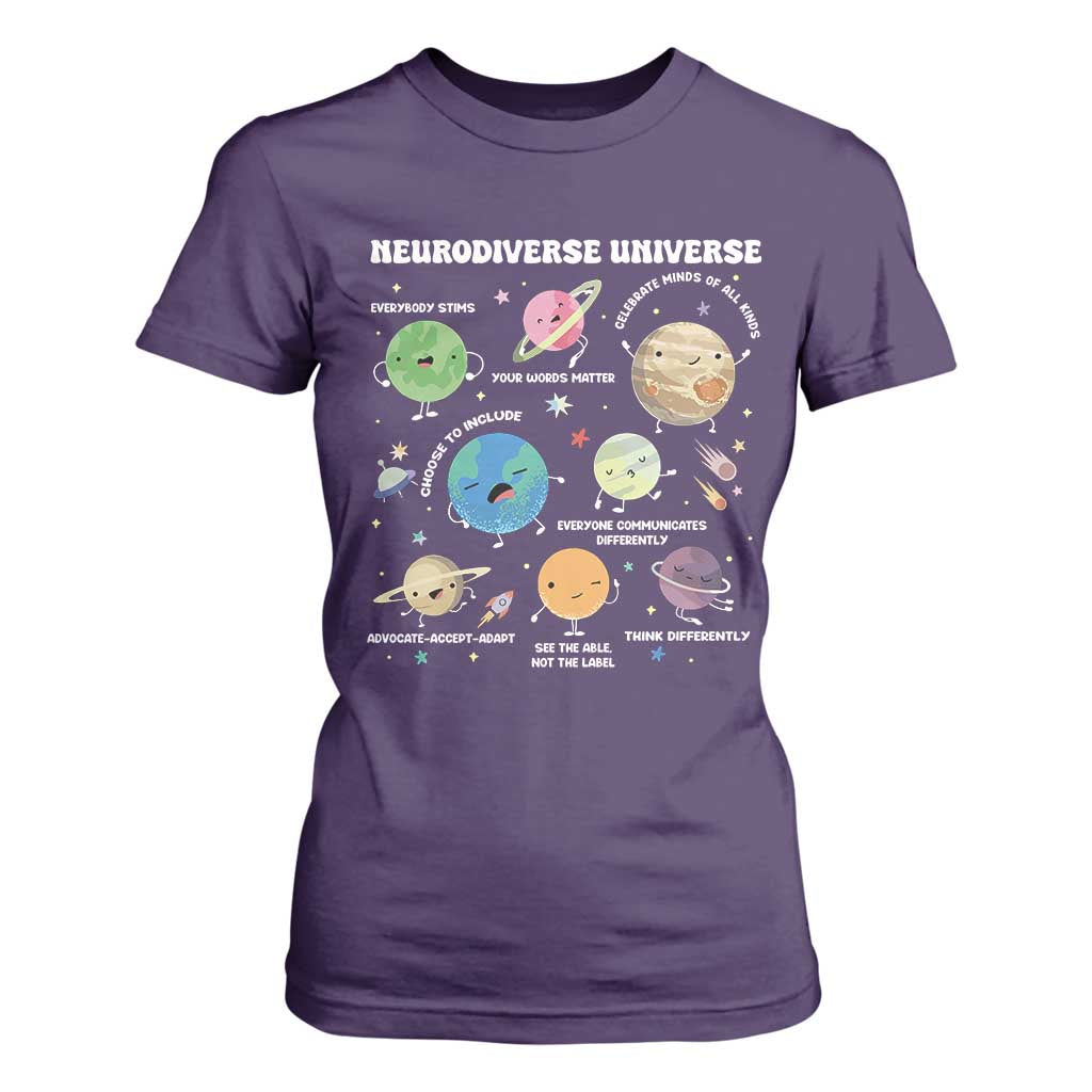 Neurodiverse Universe T Shirt For Women Autism ASD ADHD Neurodiversity Sped Teacher