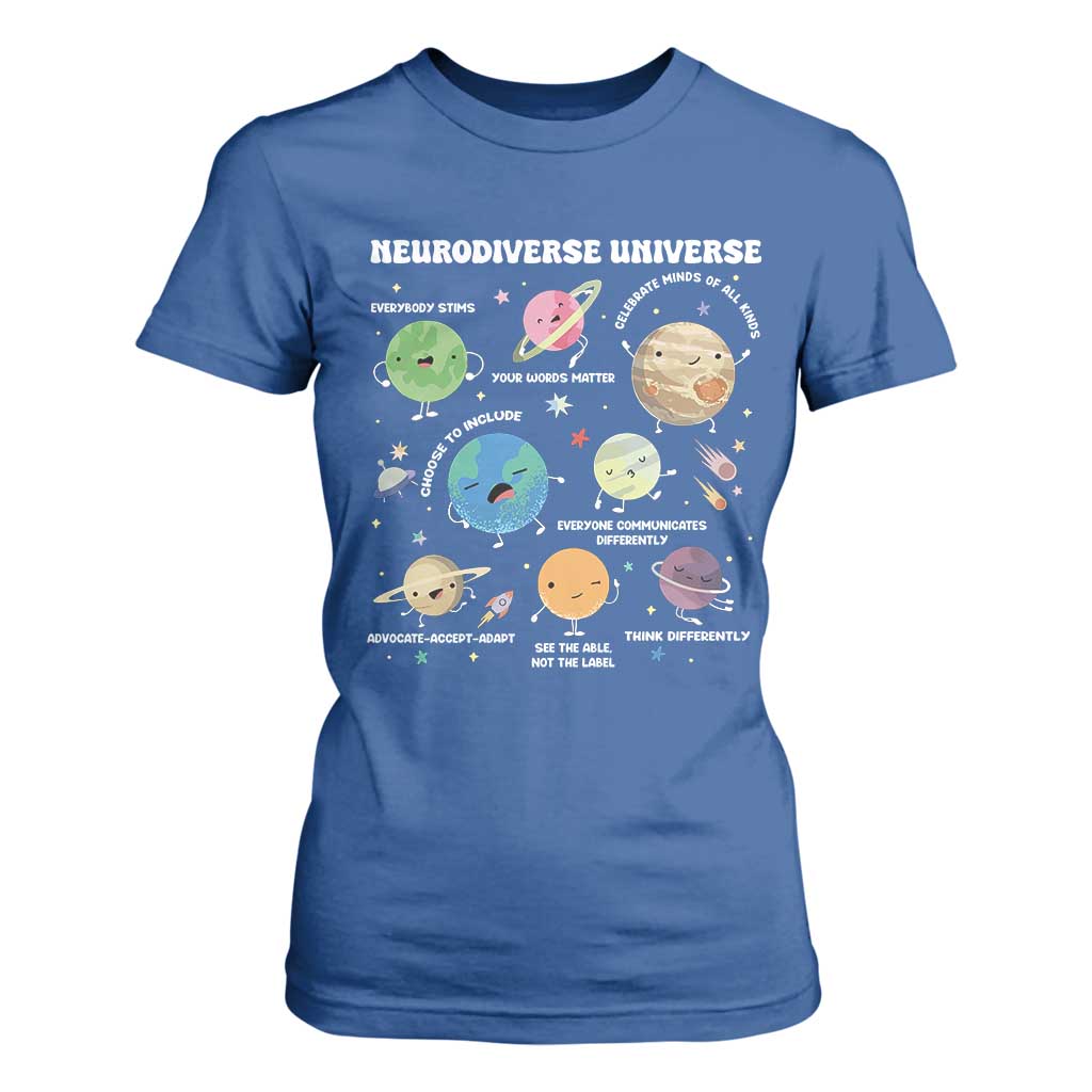 Neurodiverse Universe T Shirt For Women Autism ASD ADHD Neurodiversity Sped Teacher
