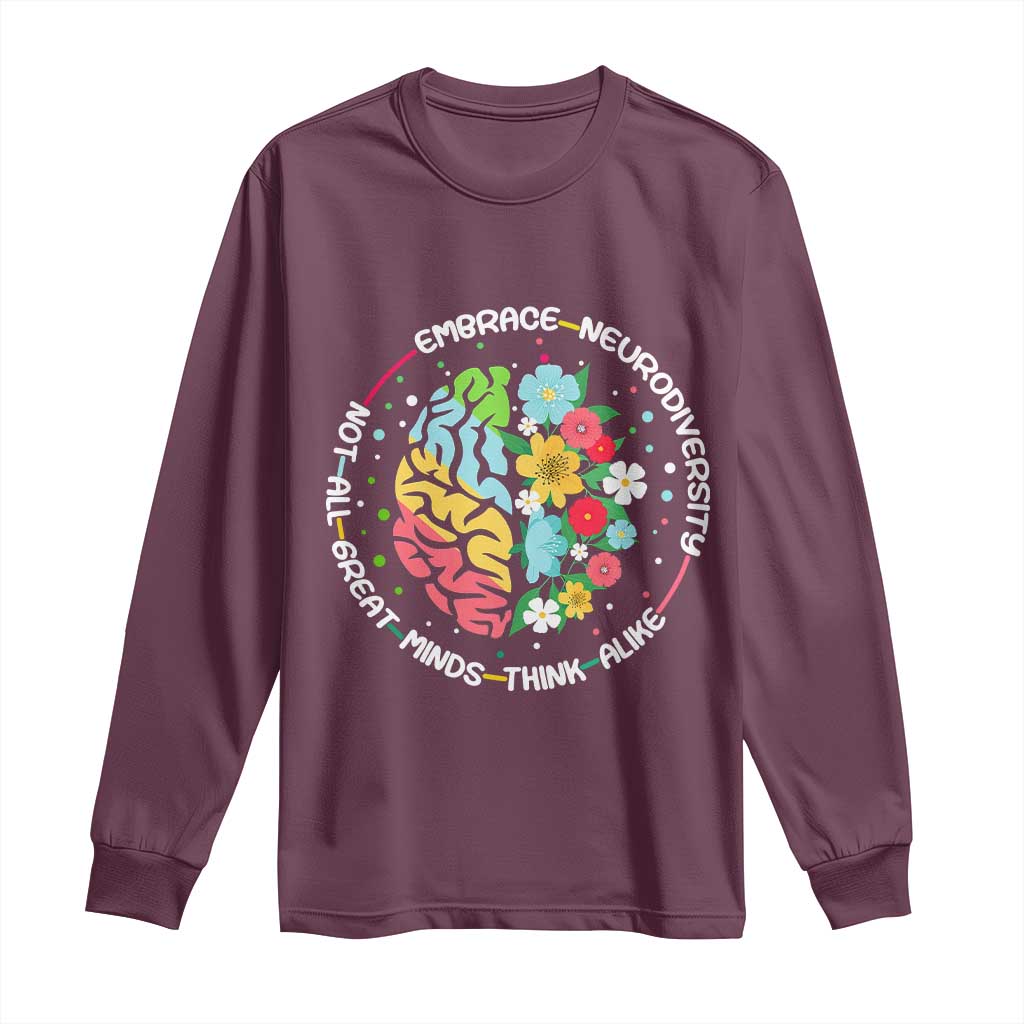 Embrace Neurodiversity Long Sleeve Shirt Neurodiverse Brain Autism ADHD Autistic