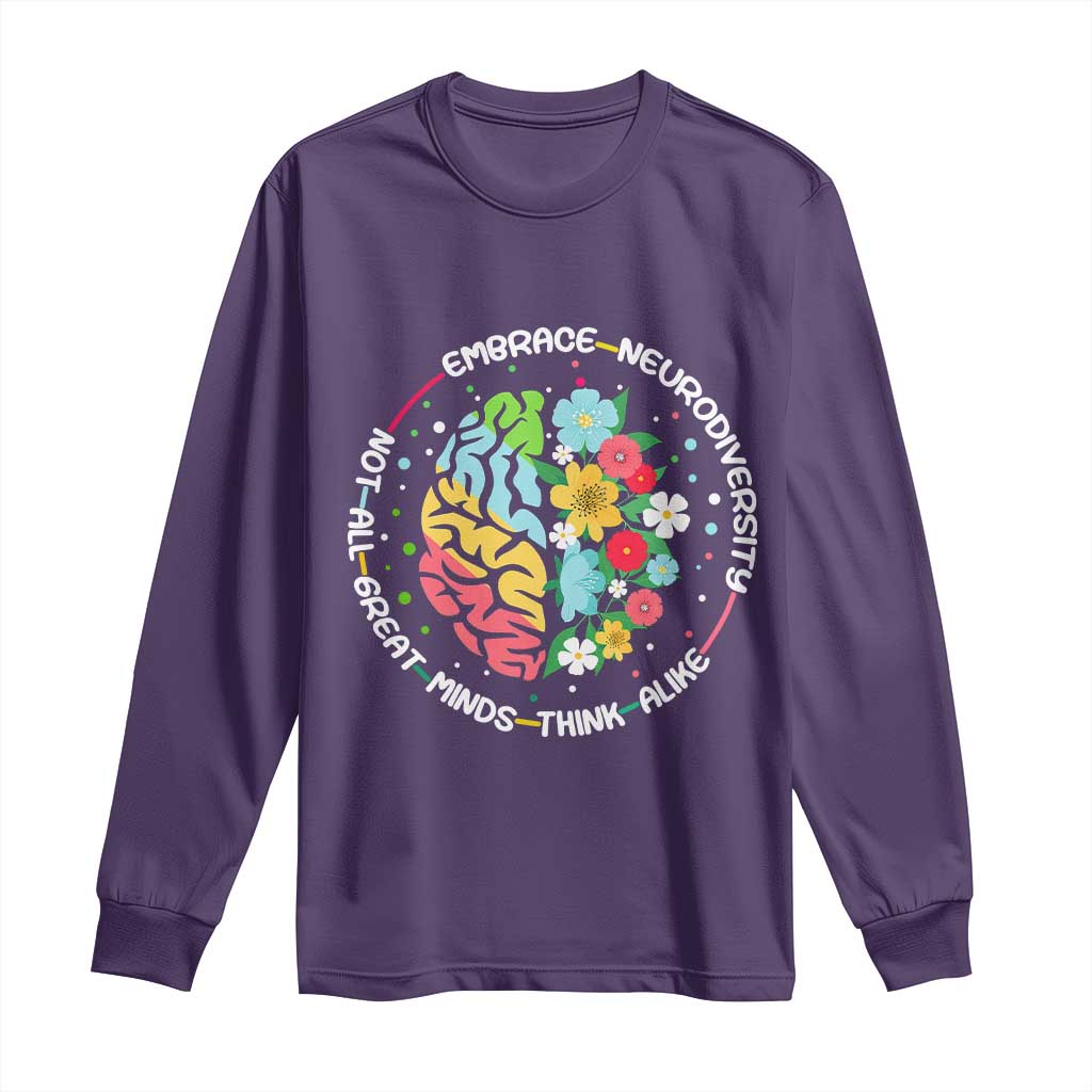 Embrace Neurodiversity Long Sleeve Shirt Neurodiverse Brain Autism ADHD Autistic