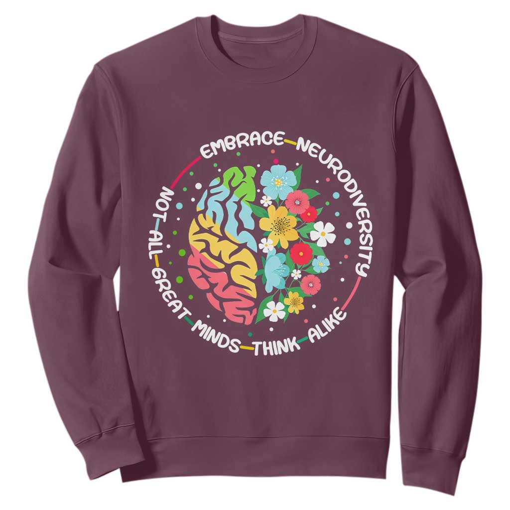 Embrace Neurodiversity Sweatshirt Neurodiverse Brain Autism ADHD Autistic