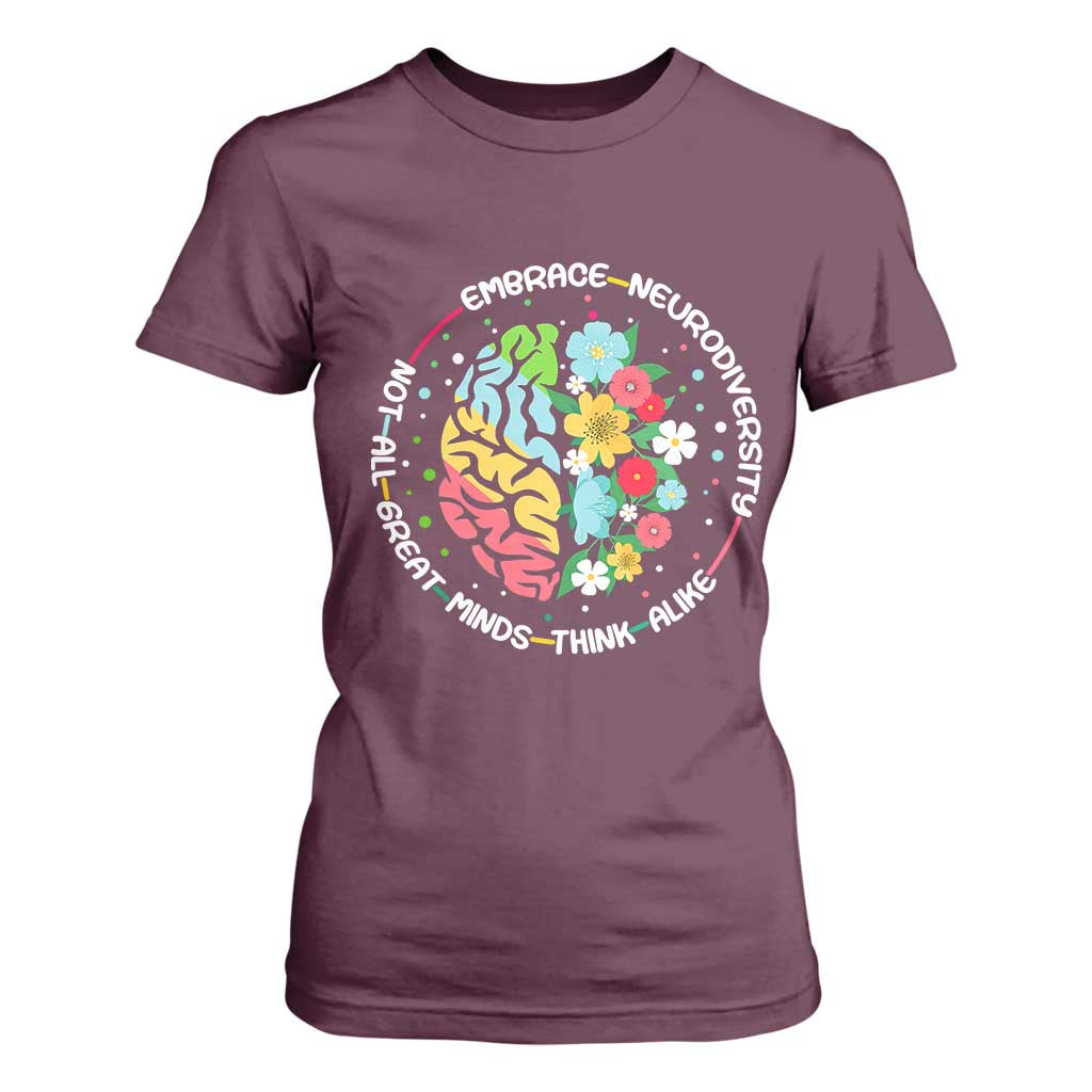 Embrace Neurodiversity T Shirt For Women Neurodiverse Brain Autism ADHD Autistic