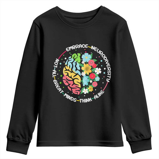 Embrace Neurodiversity Youth Sweatshirt Neurodiverse Brain Autism ADHD Autistic