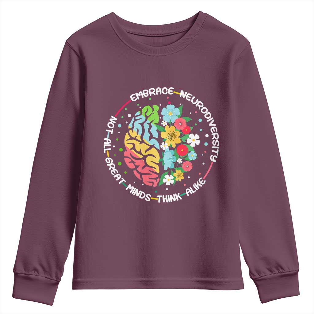 Embrace Neurodiversity Youth Sweatshirt Neurodiverse Brain Autism ADHD Autistic