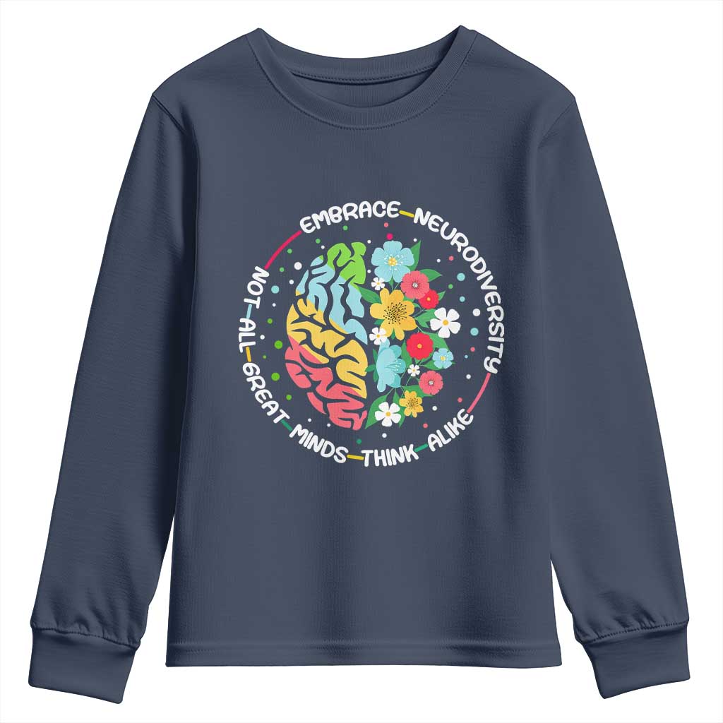 Embrace Neurodiversity Youth Sweatshirt Neurodiverse Brain Autism ADHD Autistic