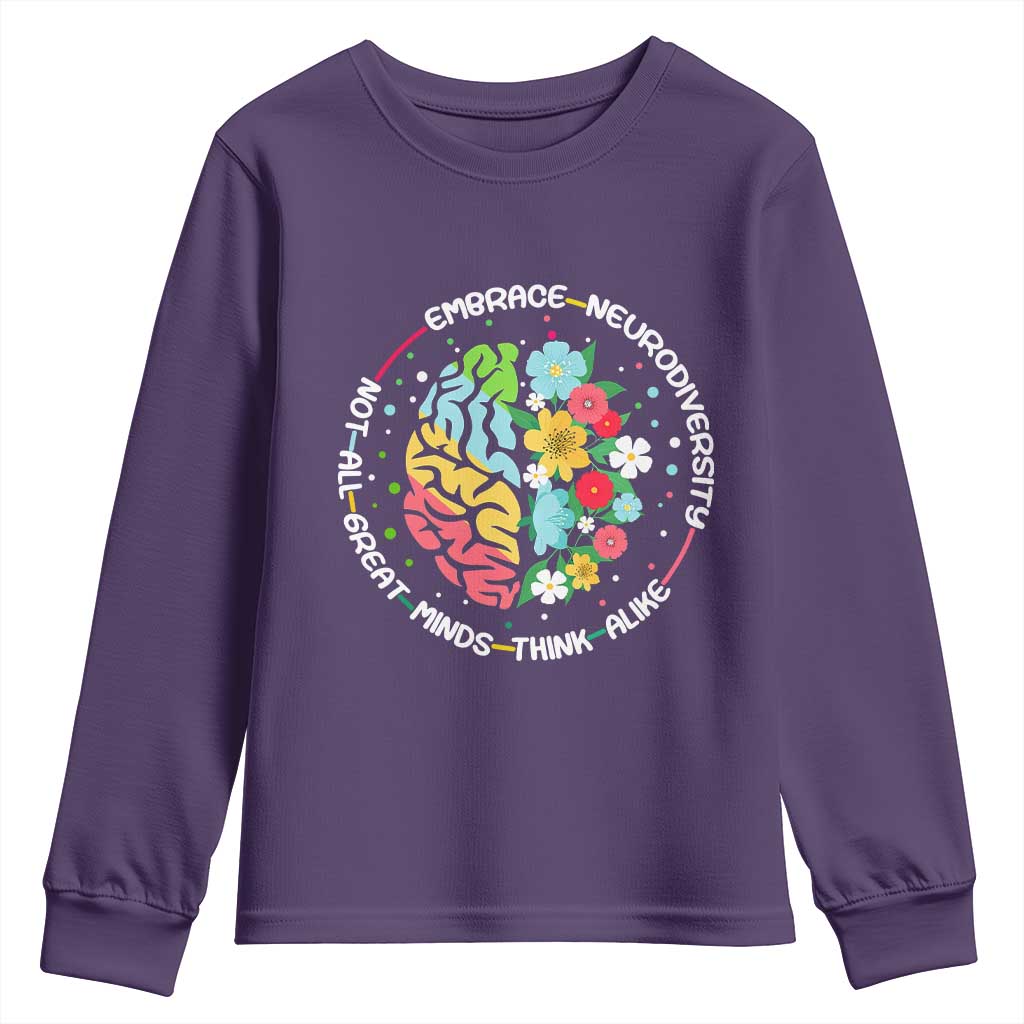 Embrace Neurodiversity Youth Sweatshirt Neurodiverse Brain Autism ADHD Autistic