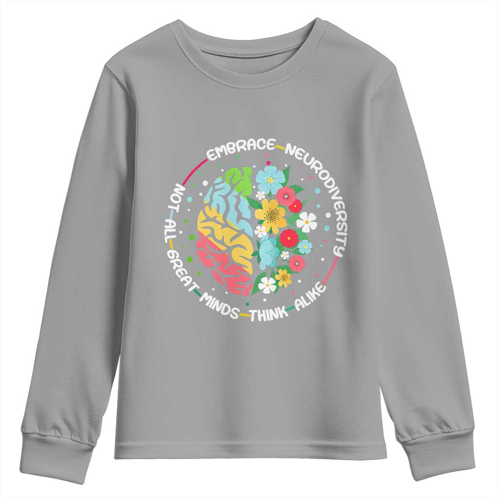 Embrace Neurodiversity Youth Sweatshirt Neurodiverse Brain Autism ADHD Autistic