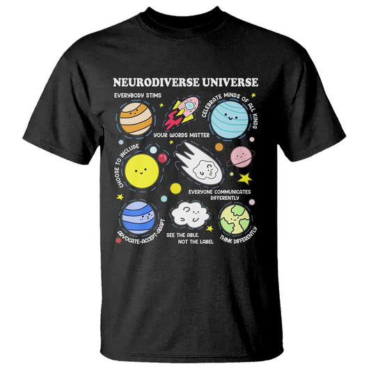 Neurodiverse Universe T Shirt Autism ADHD ASD Neurodiversity