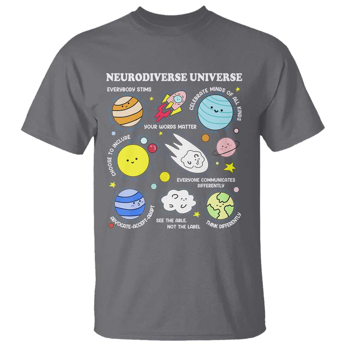 Neurodiverse Universe T Shirt Autism ADHD ASD Neurodiversity