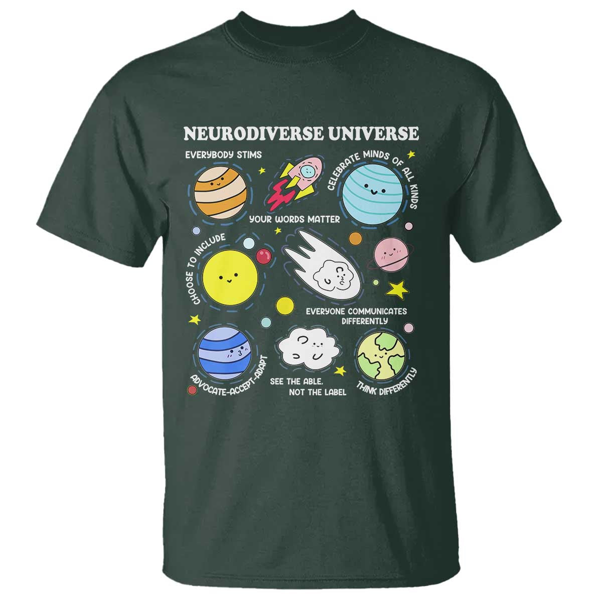 Neurodiverse Universe T Shirt Autism ADHD ASD Neurodiversity