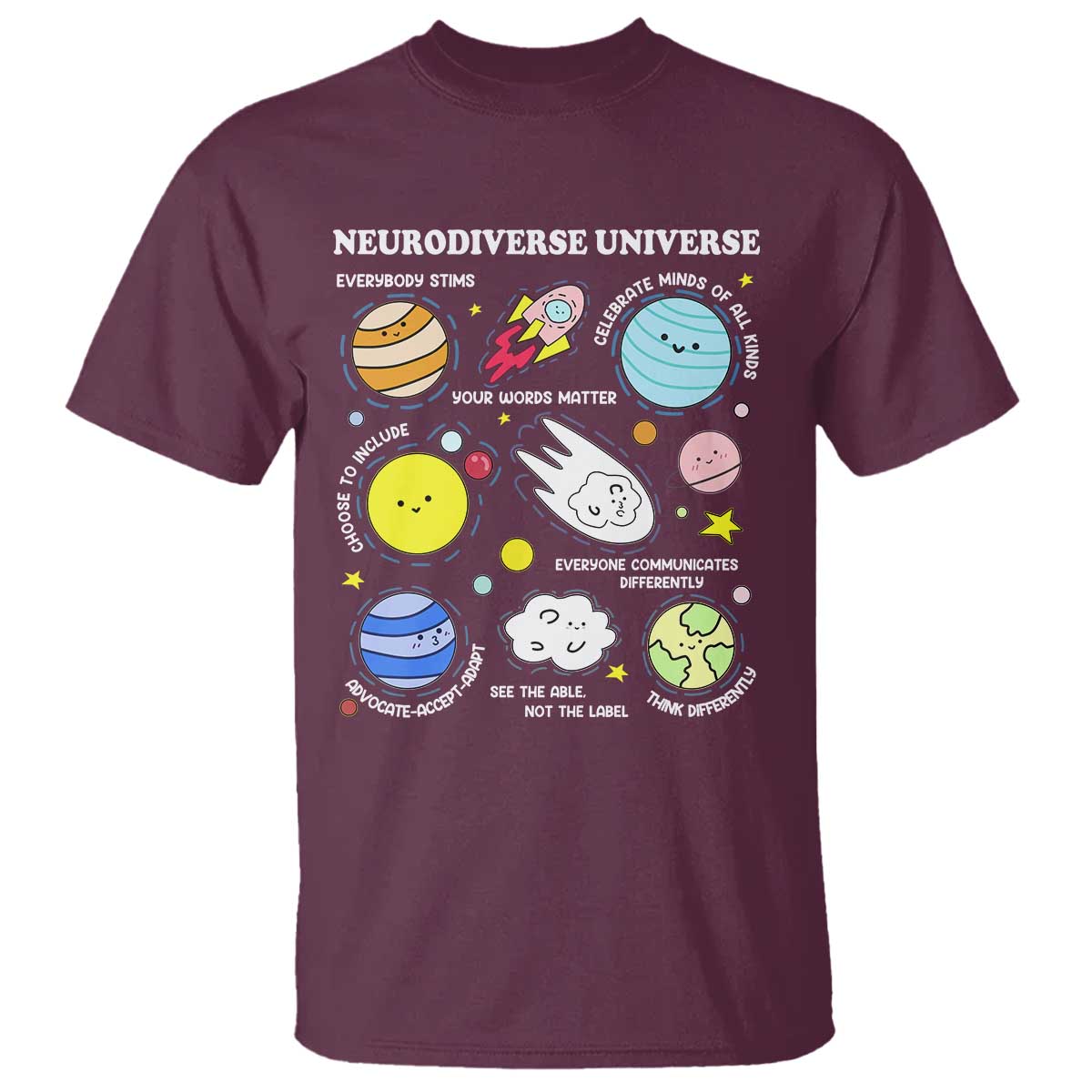 Neurodiverse Universe T Shirt Autism ADHD ASD Neurodiversity