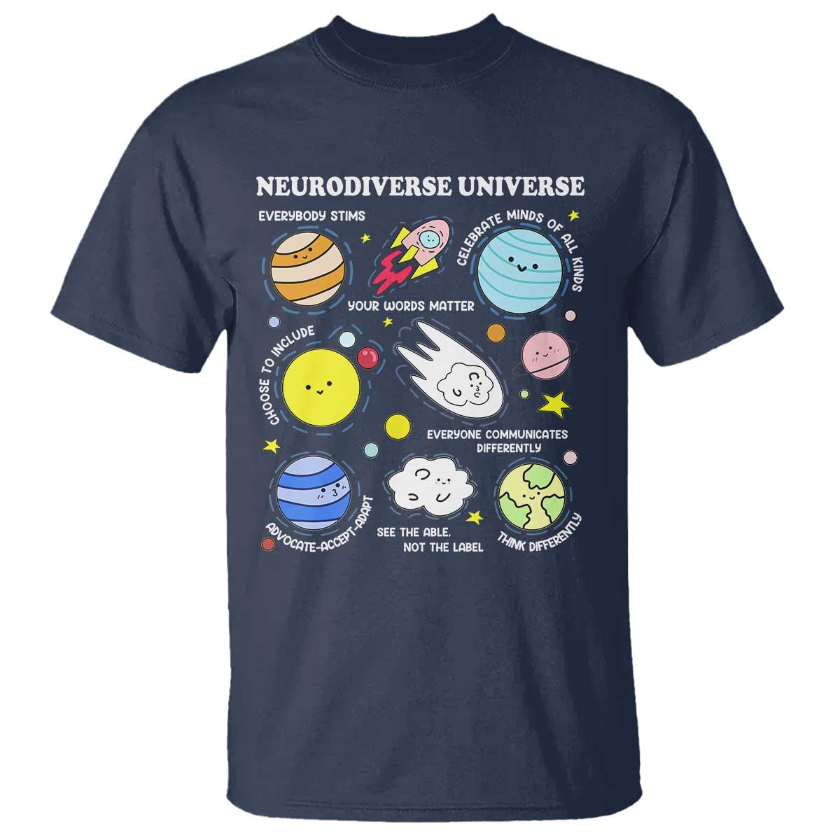 Neurodiverse Universe T Shirt Autism ADHD ASD Neurodiversity