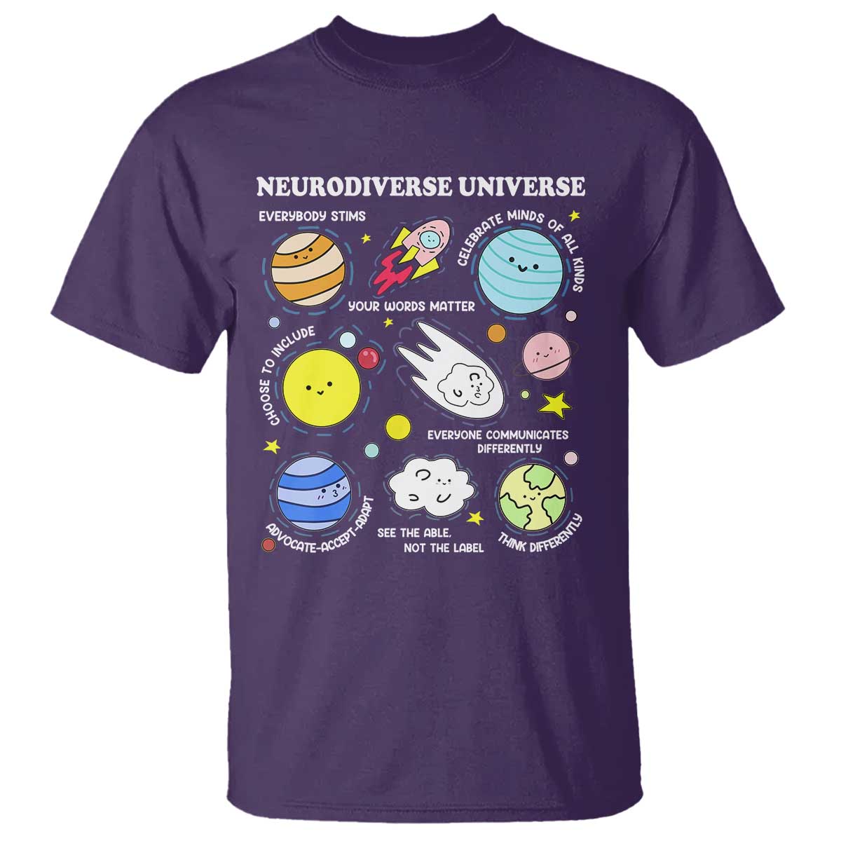 Neurodiverse Universe T Shirt Autism ADHD ASD Neurodiversity