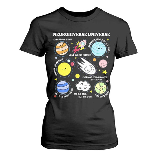 Neurodiverse Universe T Shirt For Women Autism ADHD ASD Neurodiversity