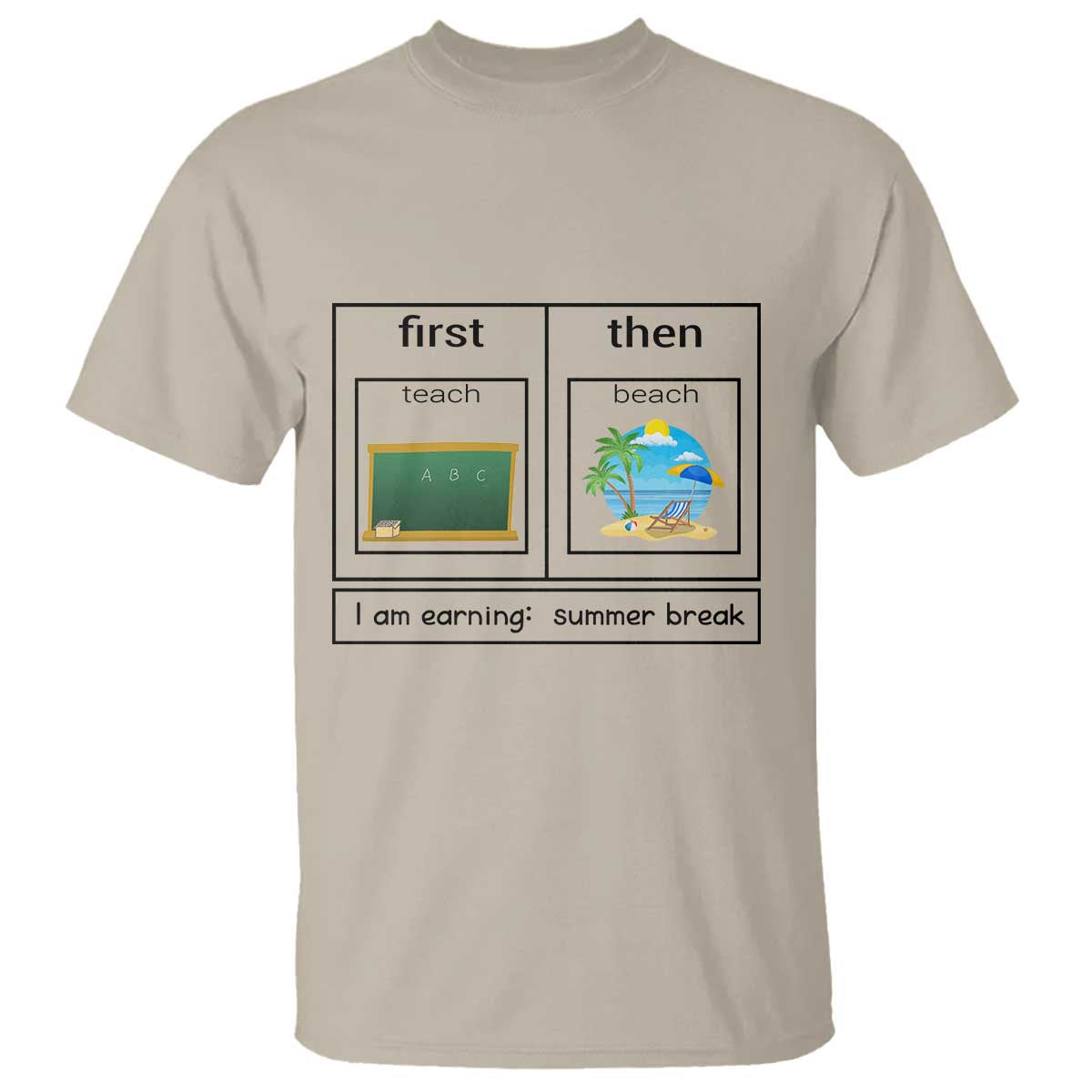 funny-teacher-summer-break-t-shirt-first-teach-then-beach-vacation-mode