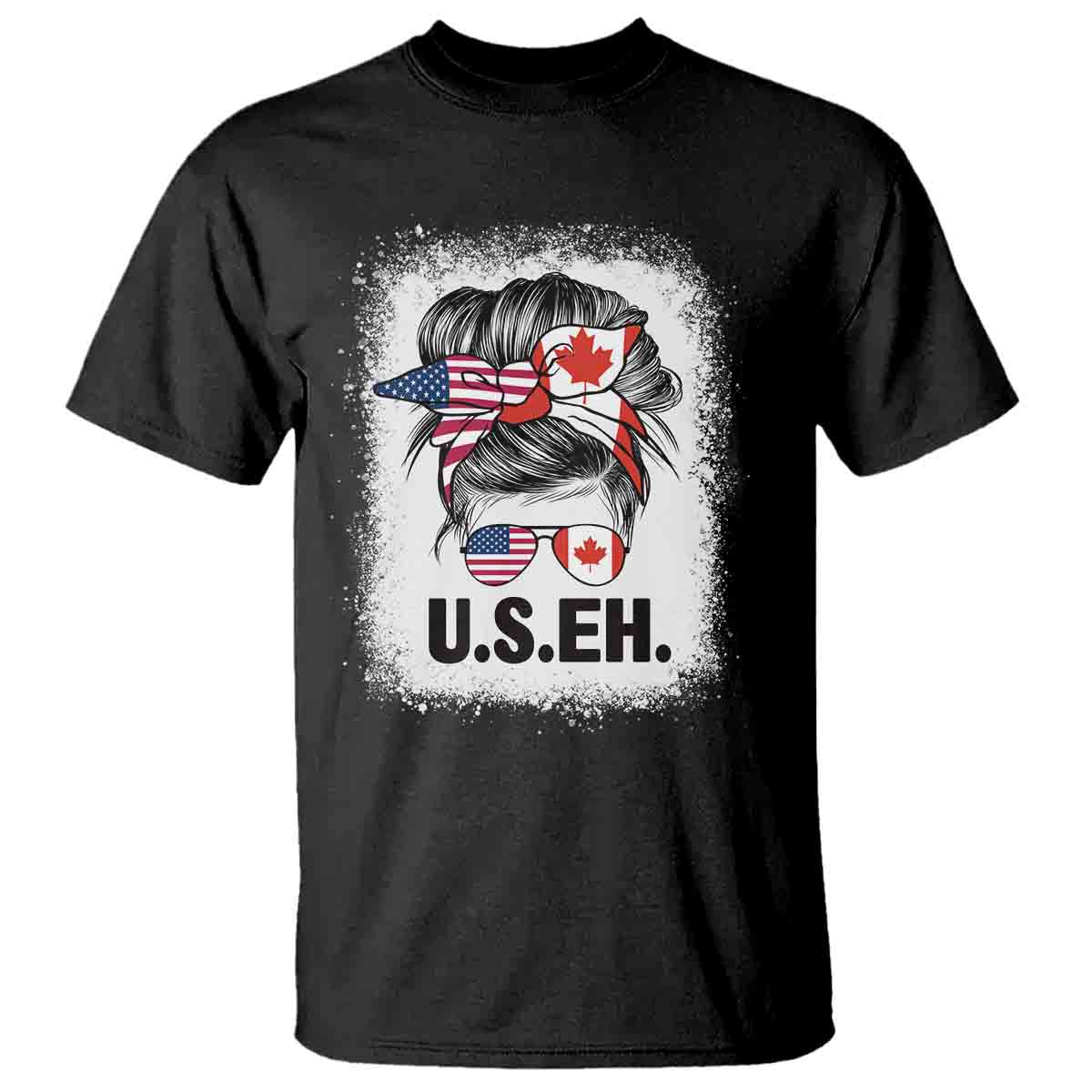 funny-american-canadan-bleached-t-shirt-us-eh-america-canada-flag-messy-bun
