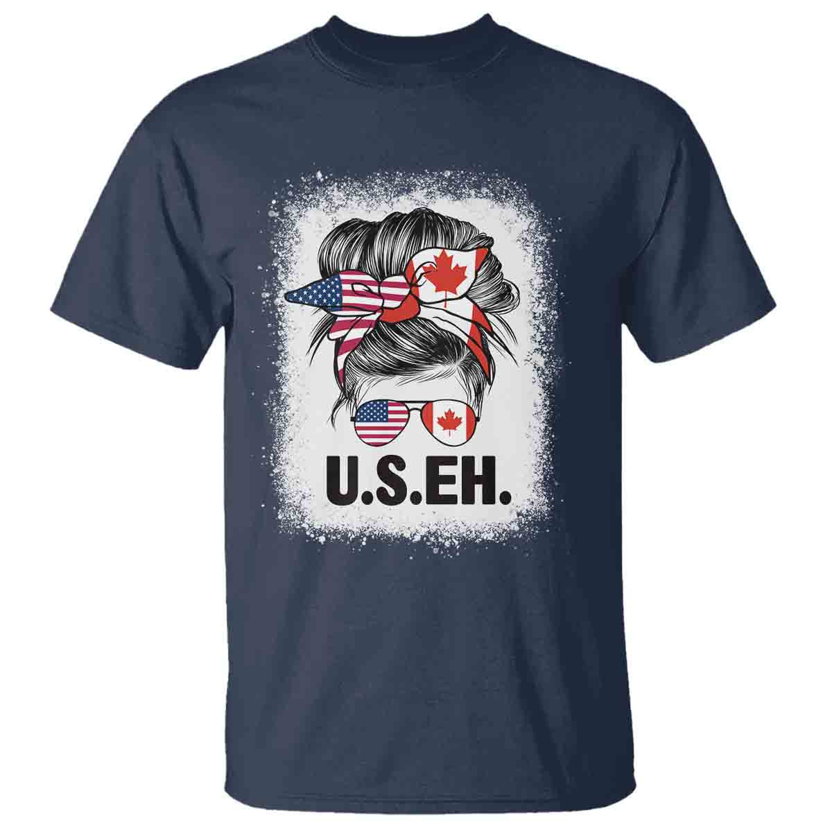 funny-american-canadan-bleached-t-shirt-us-eh-america-canada-flag-messy-bun