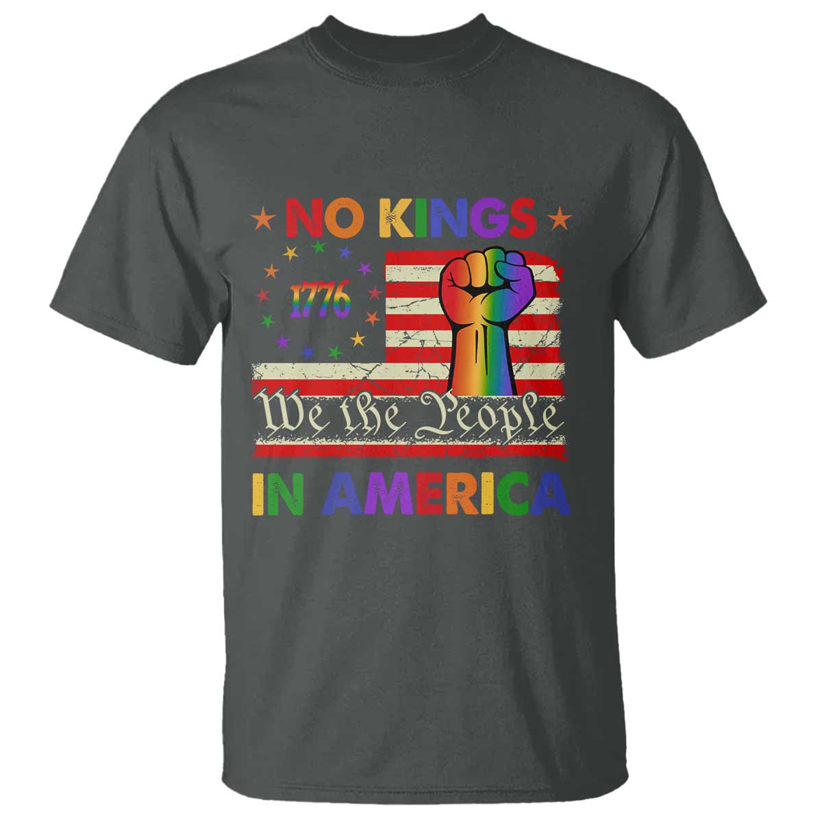 no-kings-in-america-rainbow-flag-t-shirt