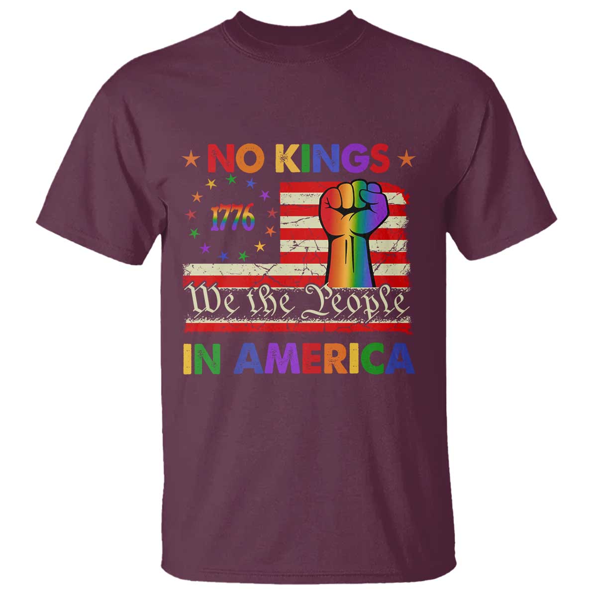 no-kings-in-america-rainbow-flag-t-shirt
