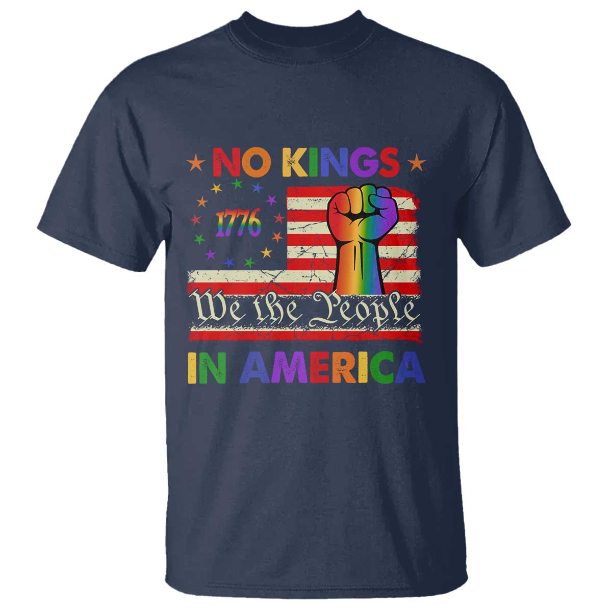 no-kings-in-america-rainbow-flag-t-shirt