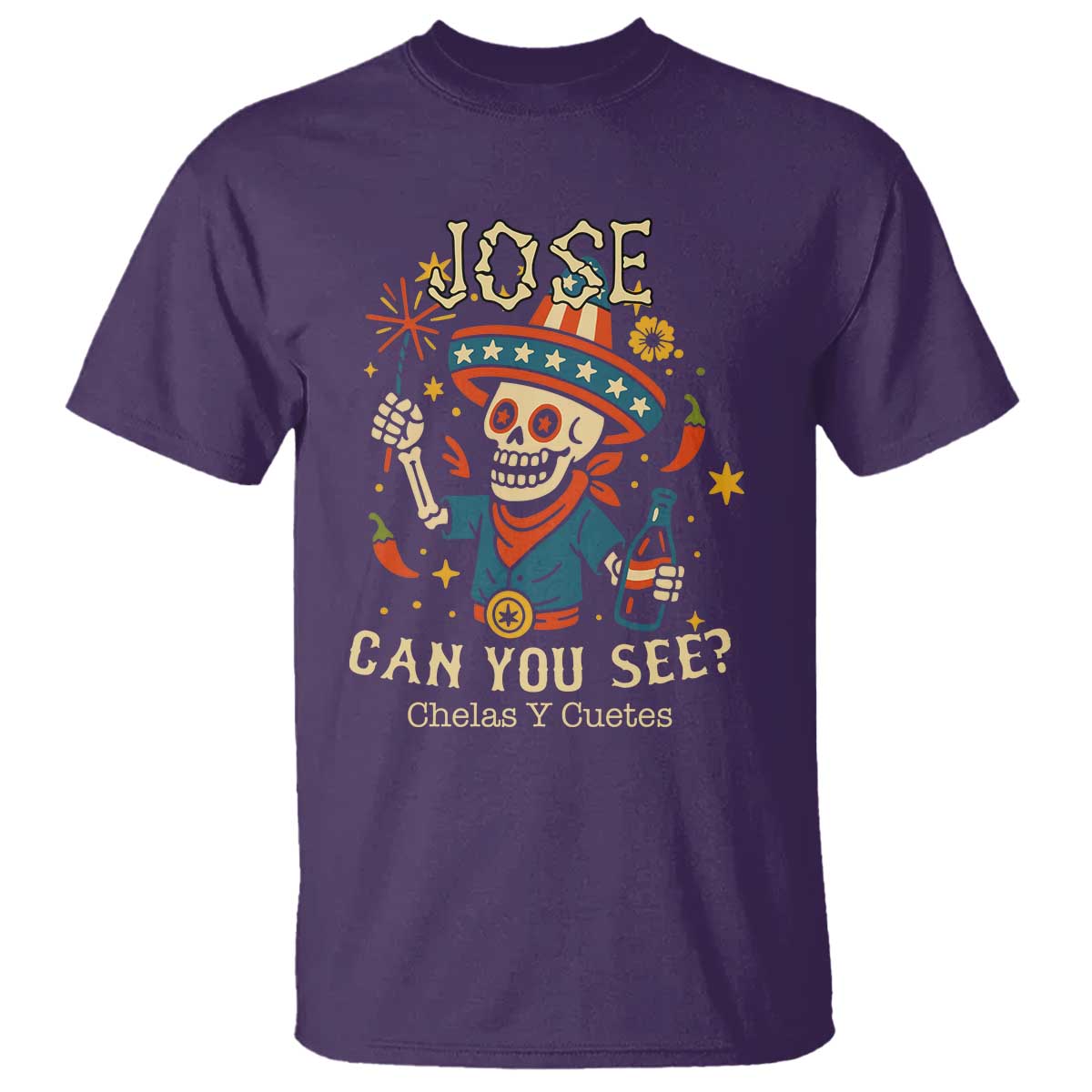 jose-can-you-see-t-shirt-funny-chelas-y-cuetes-4th-of-july-latino-skeleton-fiesta