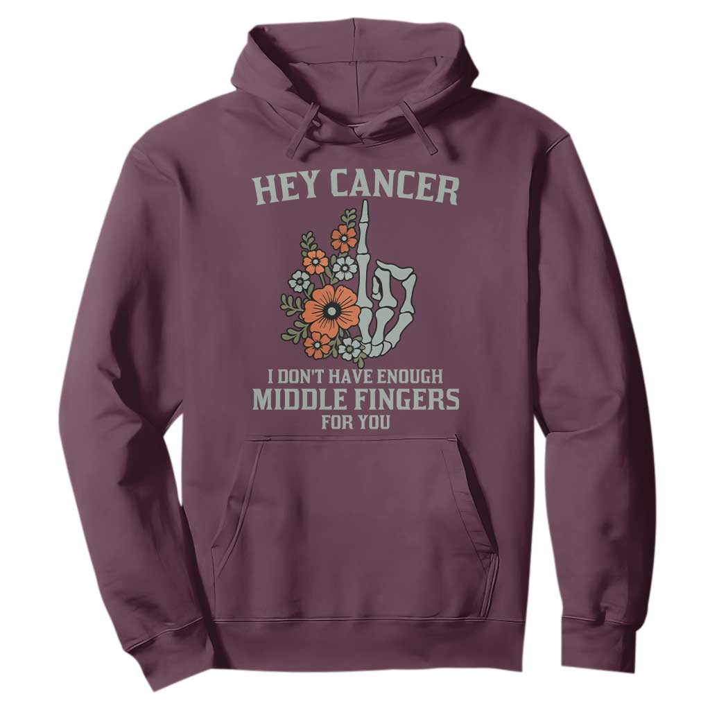 Anti Cancer Skeleton Middle Finger Hoodie Floral Fck Cancer