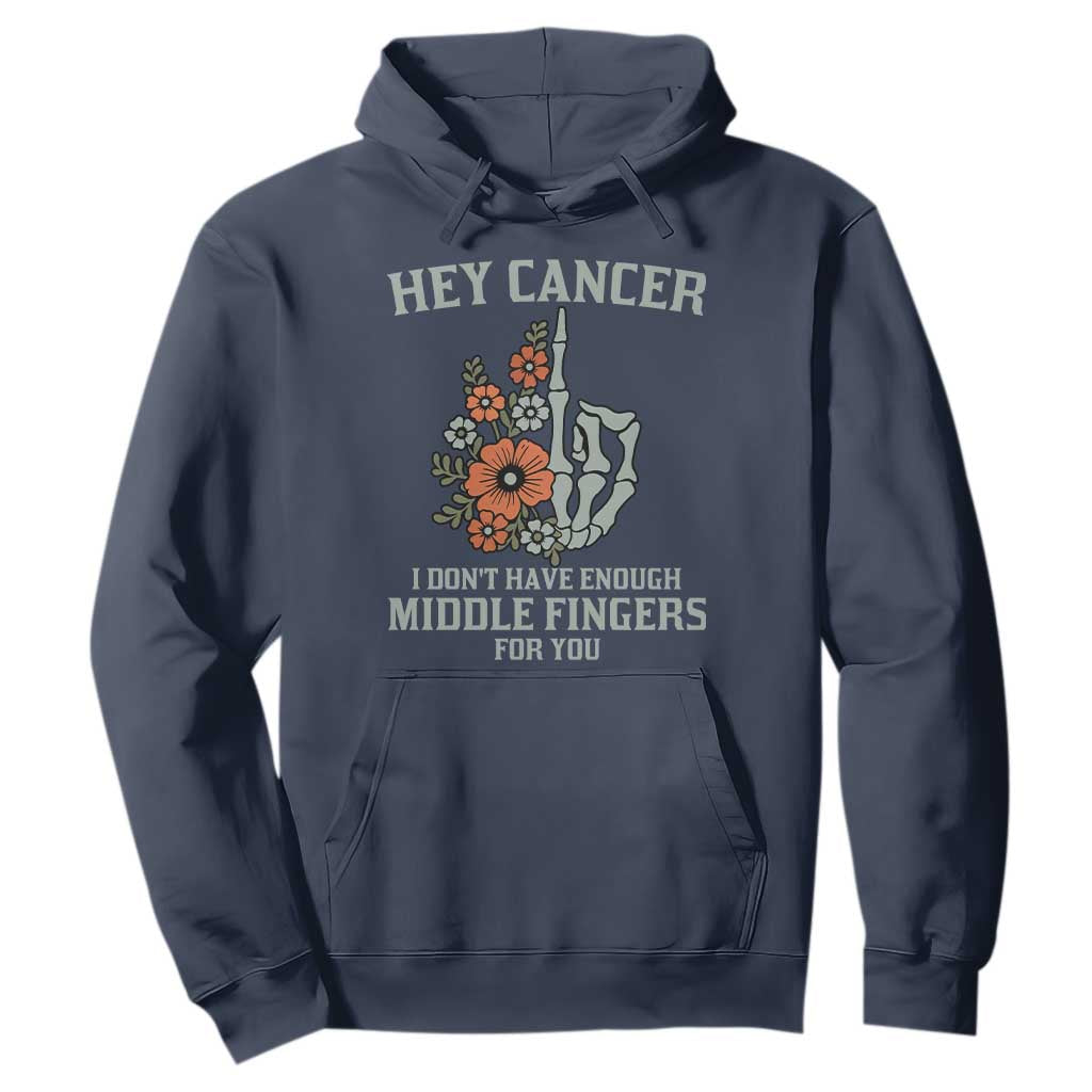 Anti Cancer Skeleton Middle Finger Hoodie Floral Fck Cancer