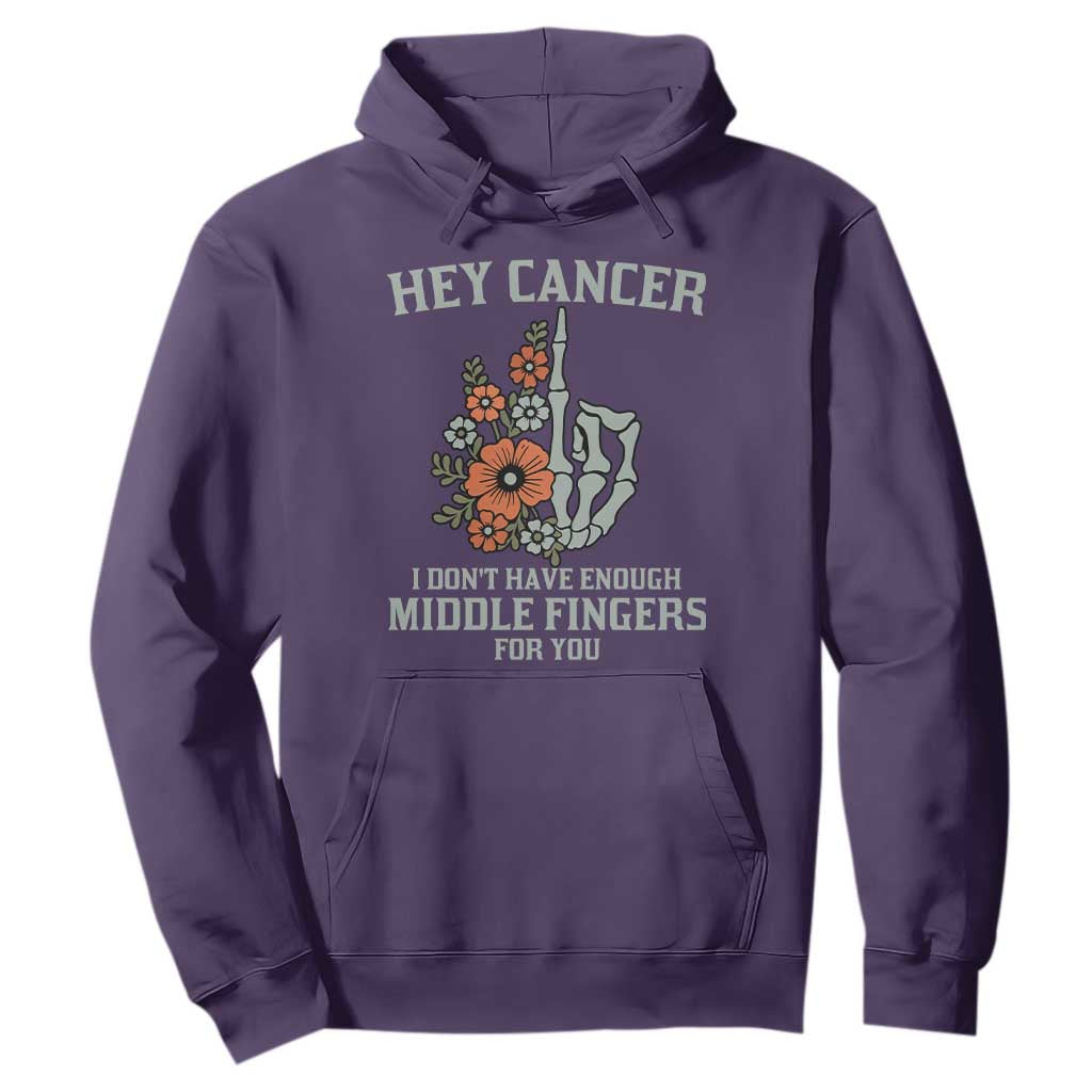 Anti Cancer Skeleton Middle Finger Hoodie Floral Fck Cancer