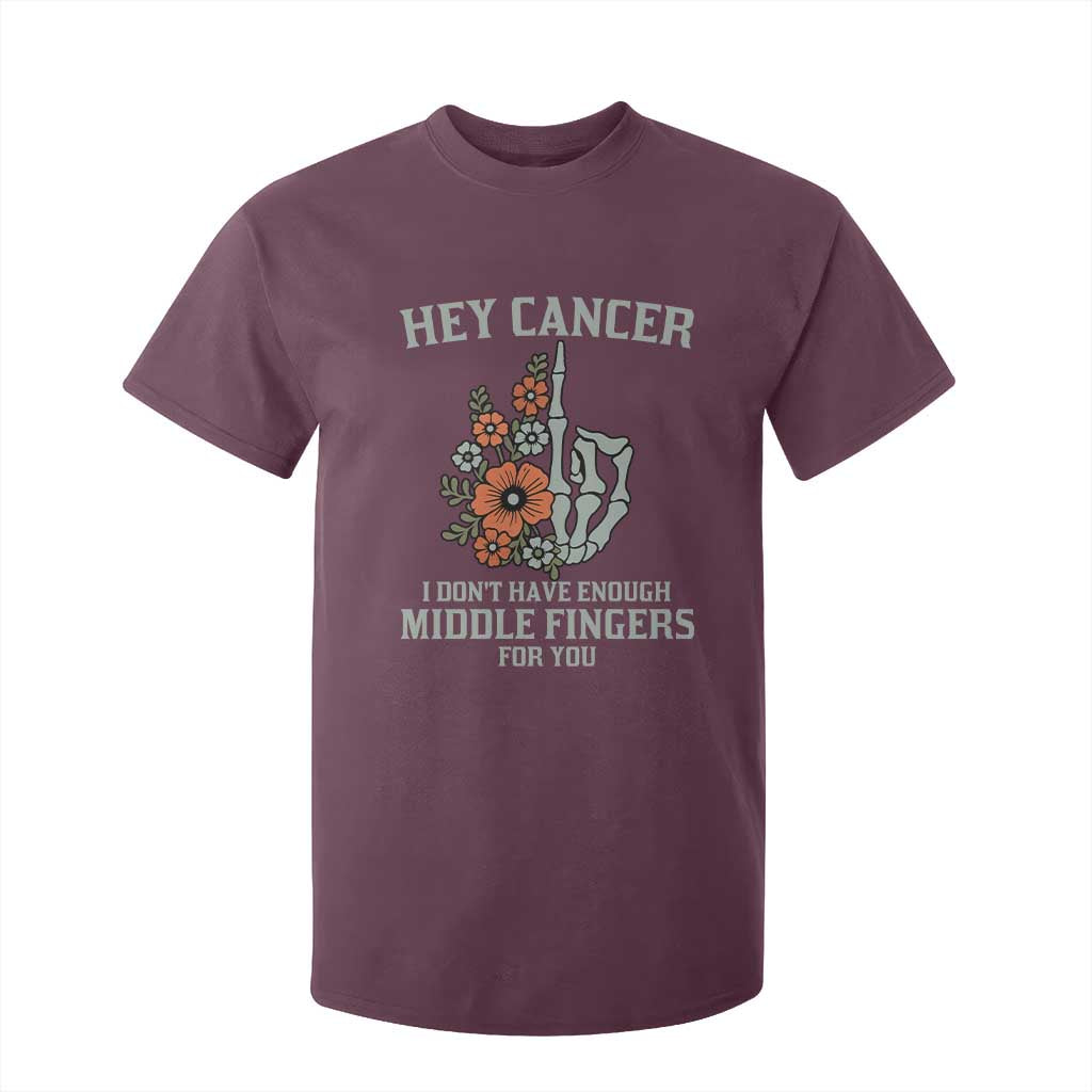 Anti Cancer Skeleton Middle Finger T Shirt For Kid Floral Fck Cancer