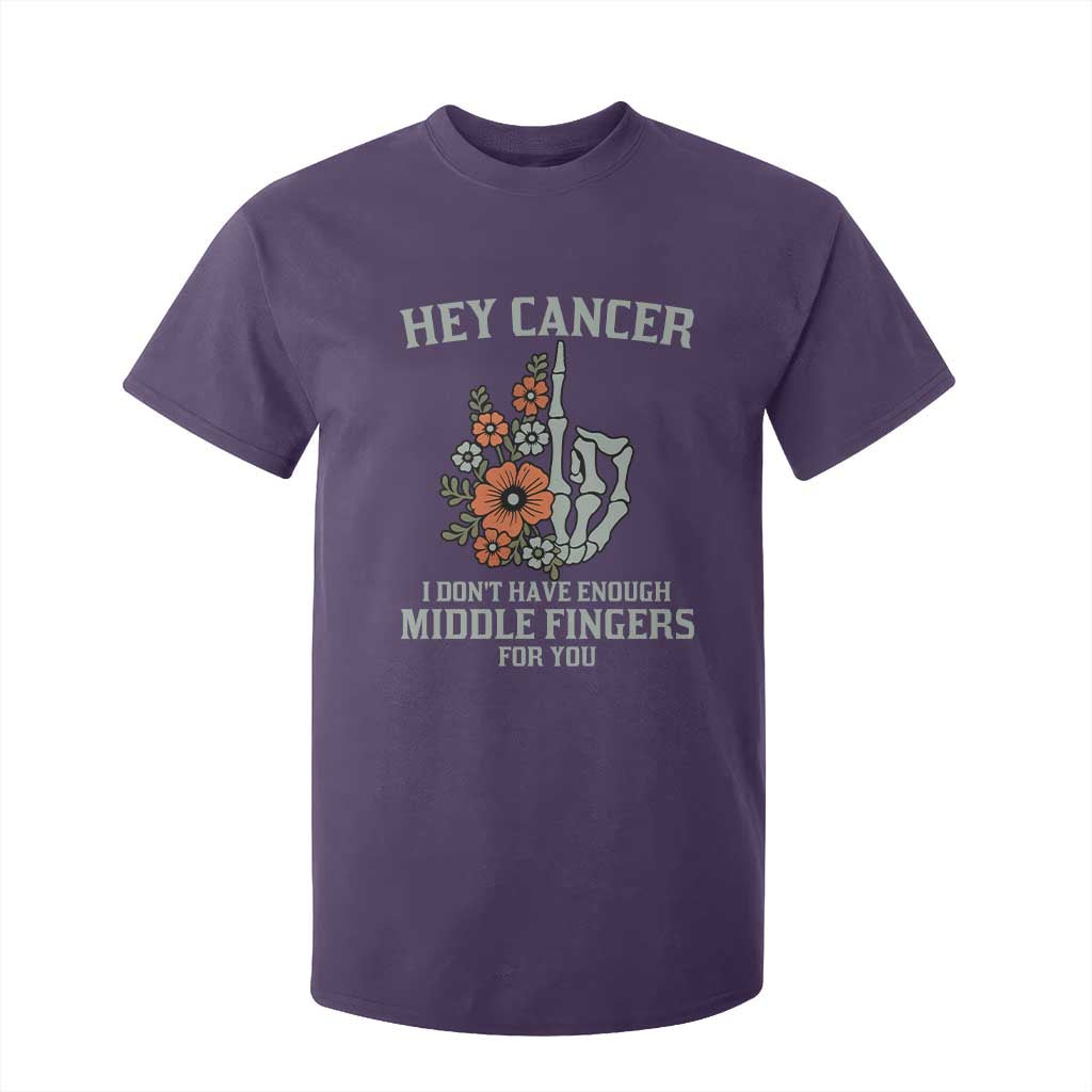 Anti Cancer Skeleton Middle Finger T Shirt For Kid Floral Fck Cancer