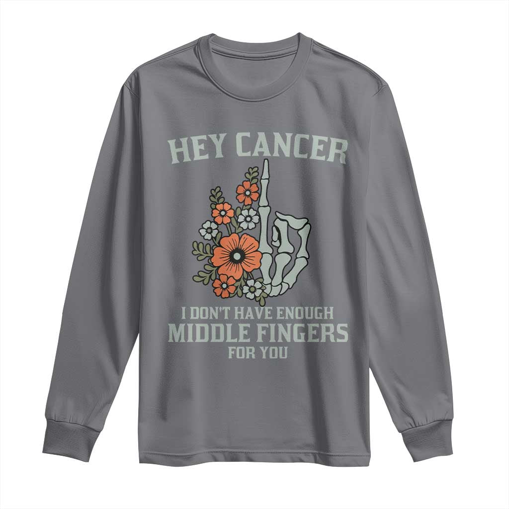 Anti Cancer Skeleton Middle Finger Long Sleeve Shirt Floral Fck Cancer
